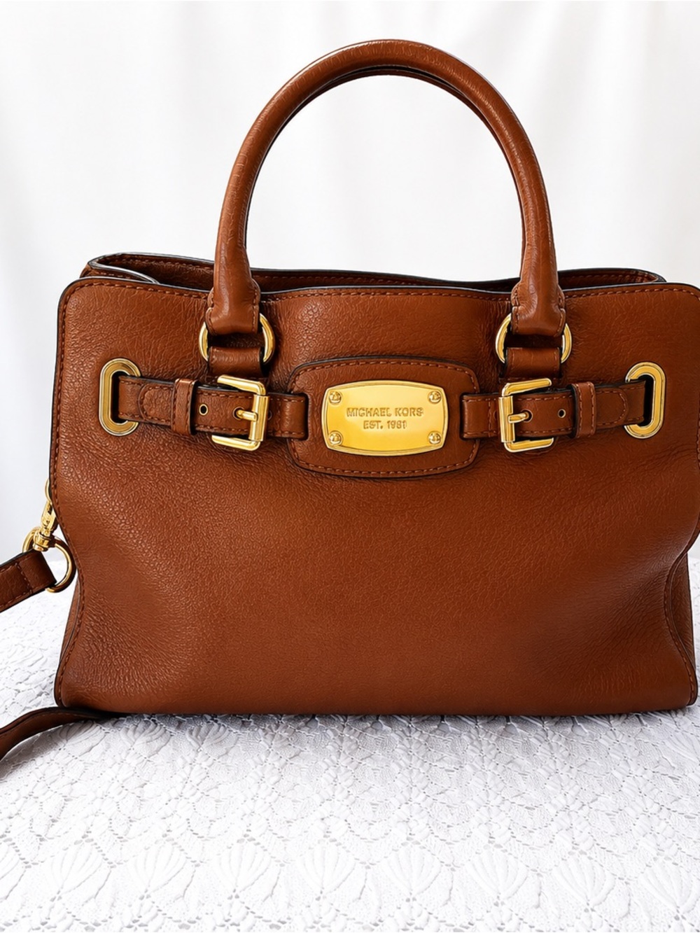 Michael Kors Hamilton Luggage Brown Leather Satchel